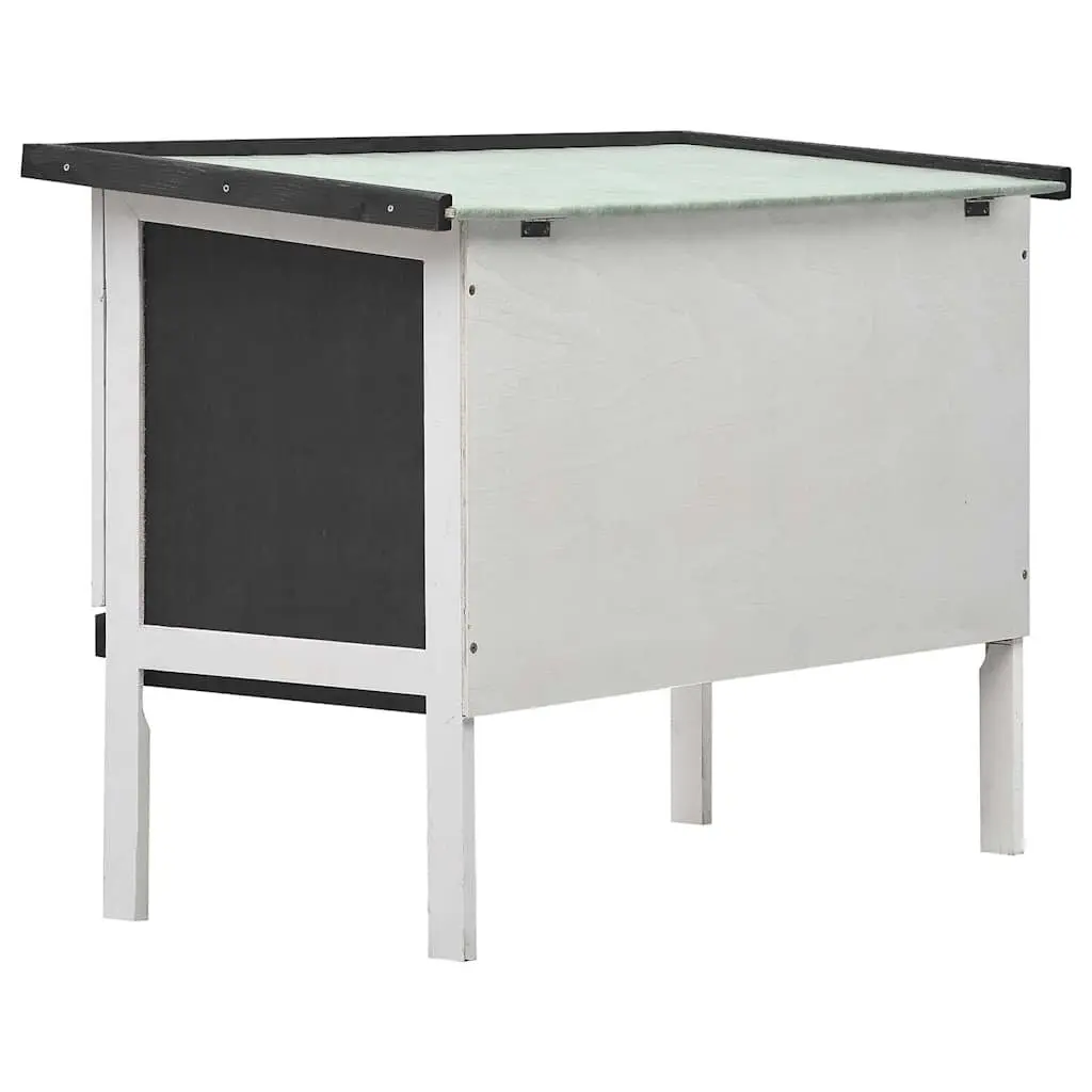 Outdoor Rabbit Hutch Single Layer Grey Wood Small Animal Cage