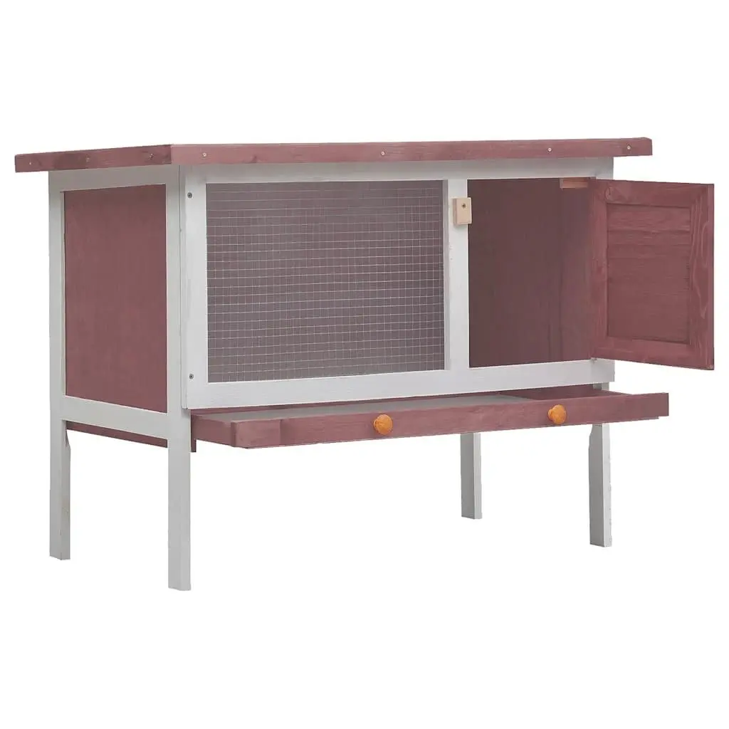 Outdoor Rabbit Hutch Large Brown Wood Cage Small Animal Pet Enclosure Exercise