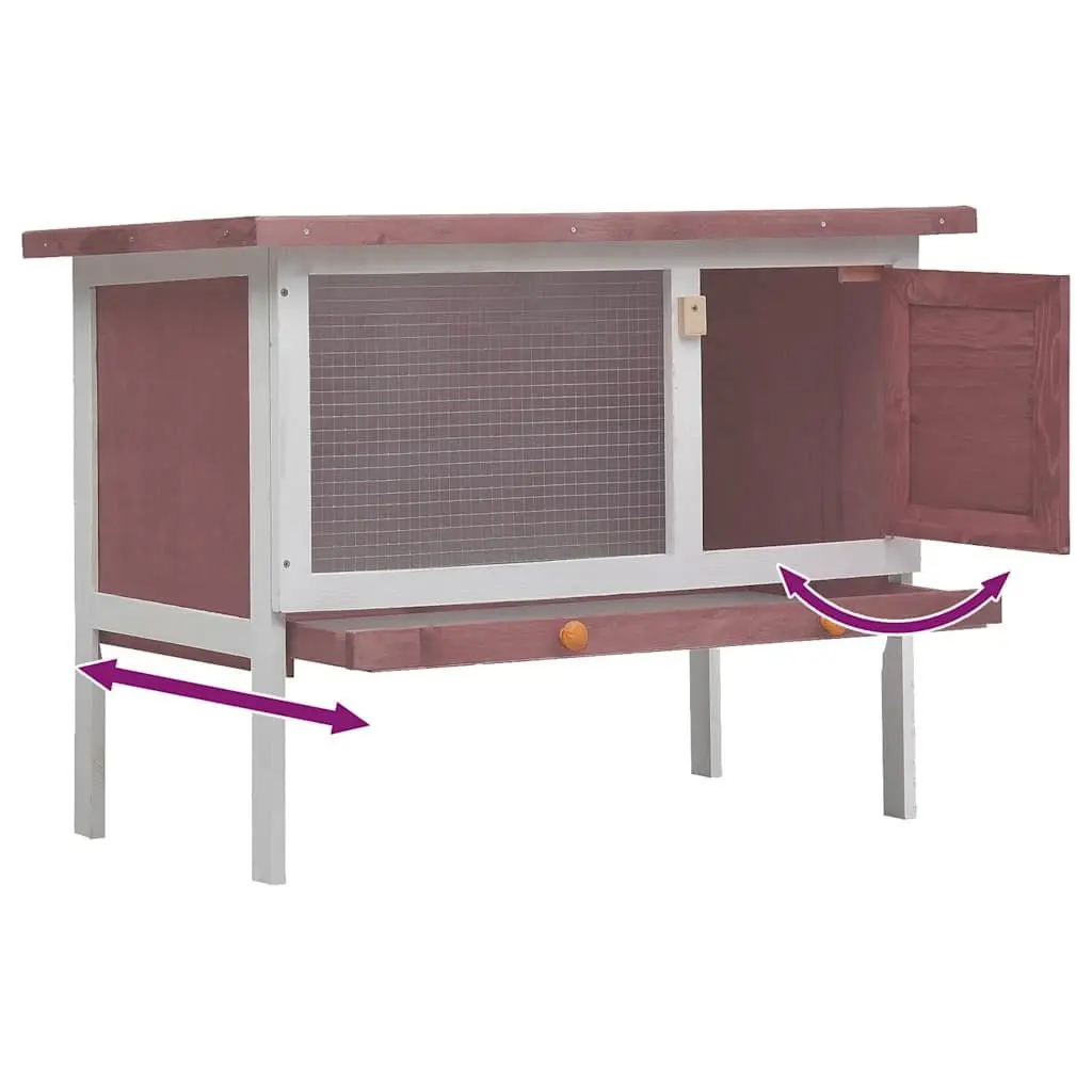 Outdoor Rabbit Hutch Large Brown Wood Cage Small Animal Pet Enclosure Exercise