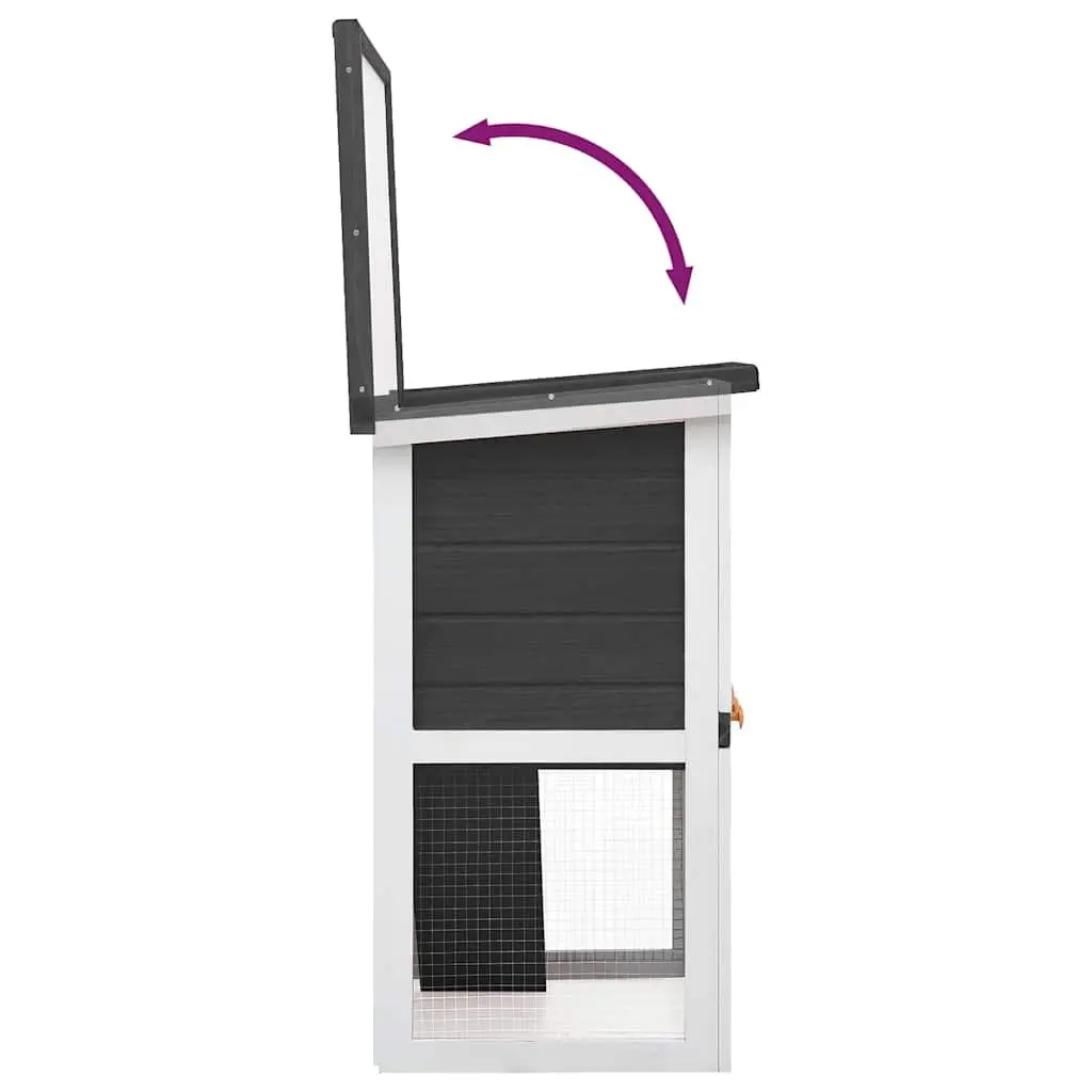 Rabbit Hutch Outdoor Wood Grey Enclosure for Small Animals
