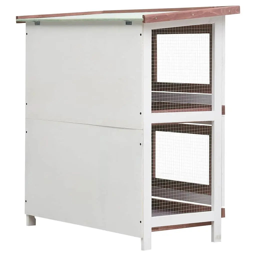 Rabbit Hutch Wooden Cage 2 Layers 4 Doors Outdoor