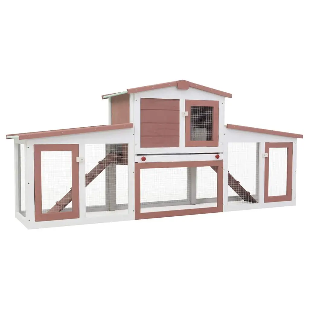 Outdoor Rabbit Hutch Wooden Cage Two Layer 201x45x85cm