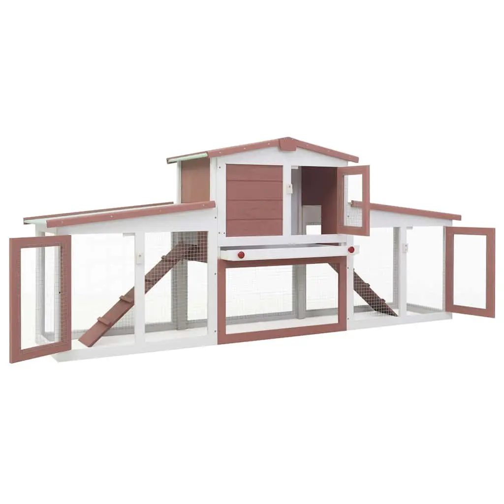 Outdoor Rabbit Hutch Wooden Cage Two Layer 201x45x85cm