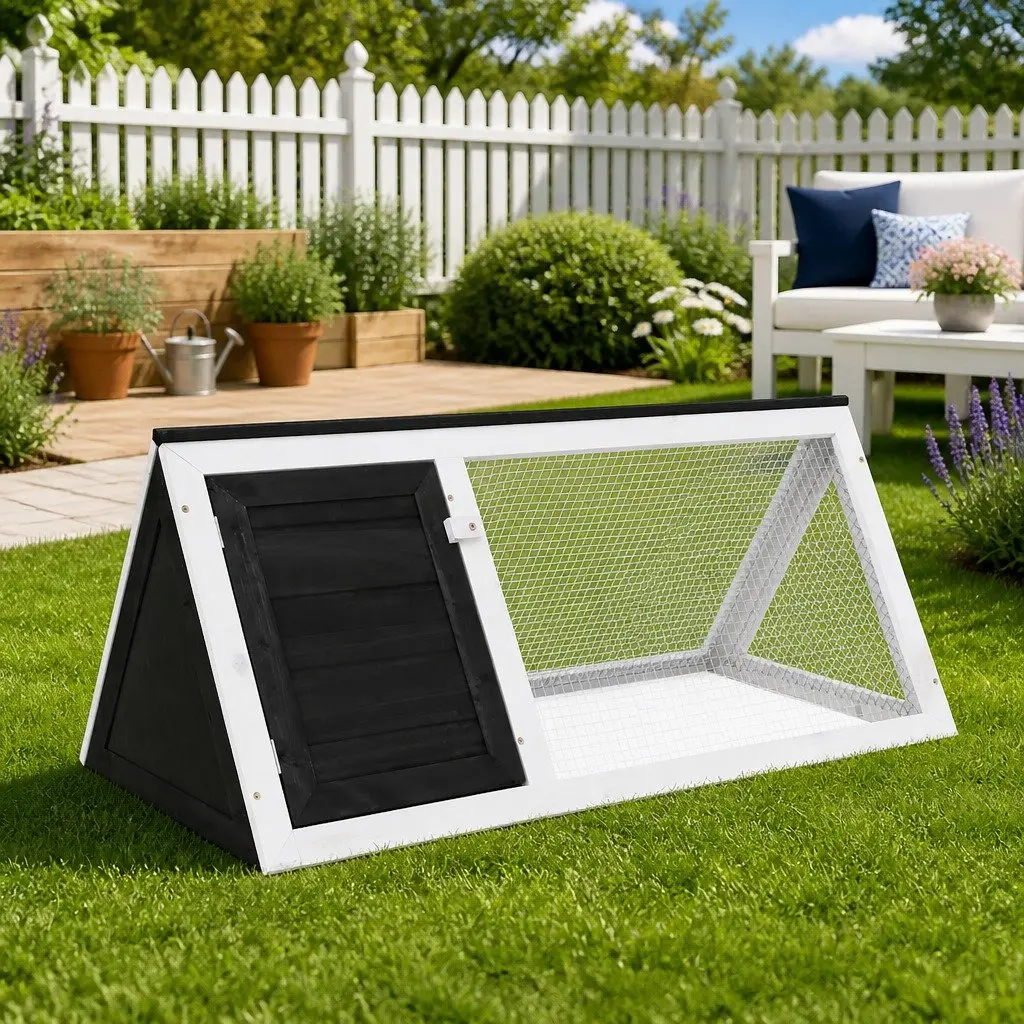 Small Animal Cage Wooden Grey Outdoor Indoor Enclosure