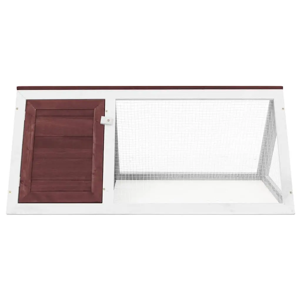 Rabbit Cage Wooden Habitat Brown Outdoor Small Animal Enclosure
