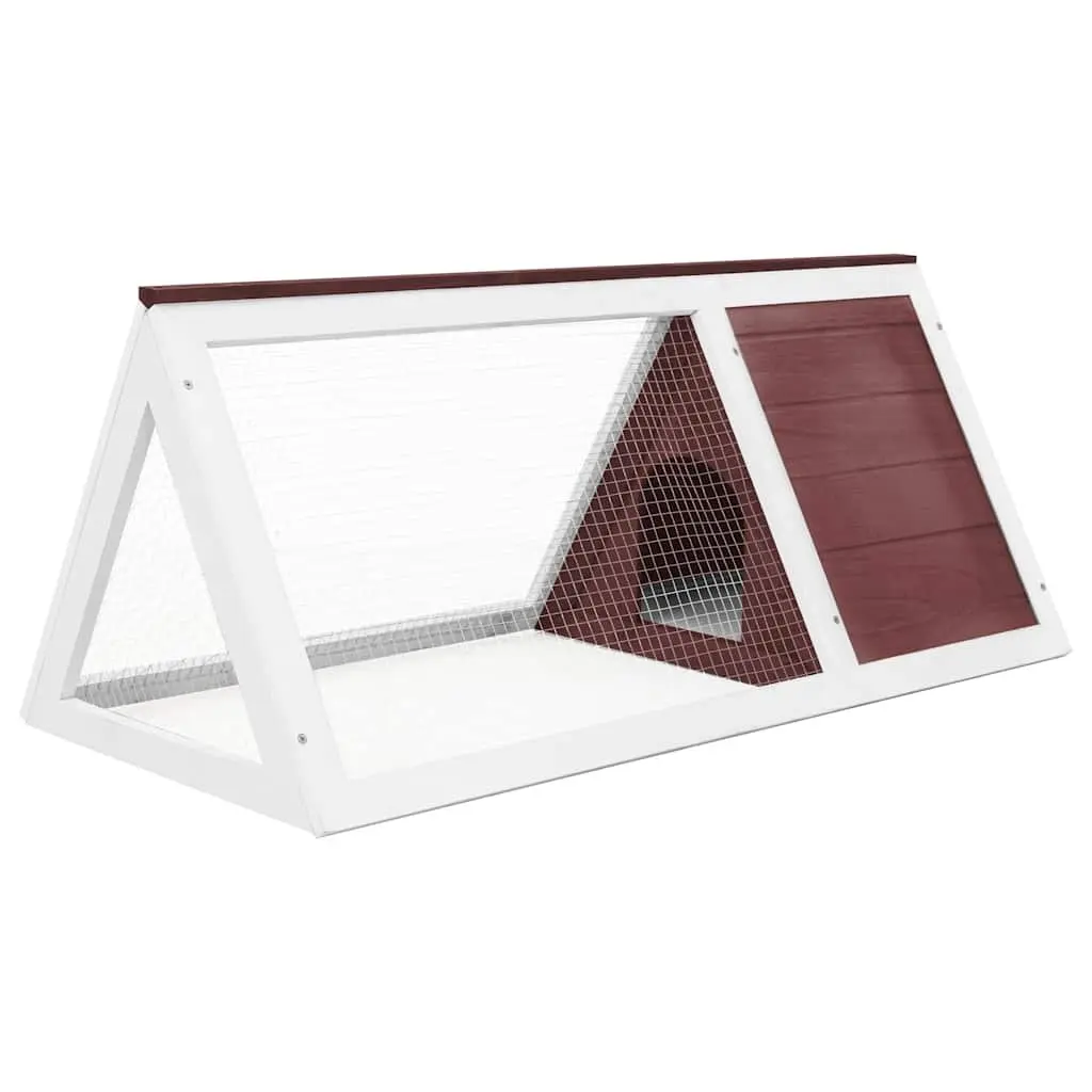 Rabbit Cage Wooden Habitat Brown Outdoor Small Animal Enclosure