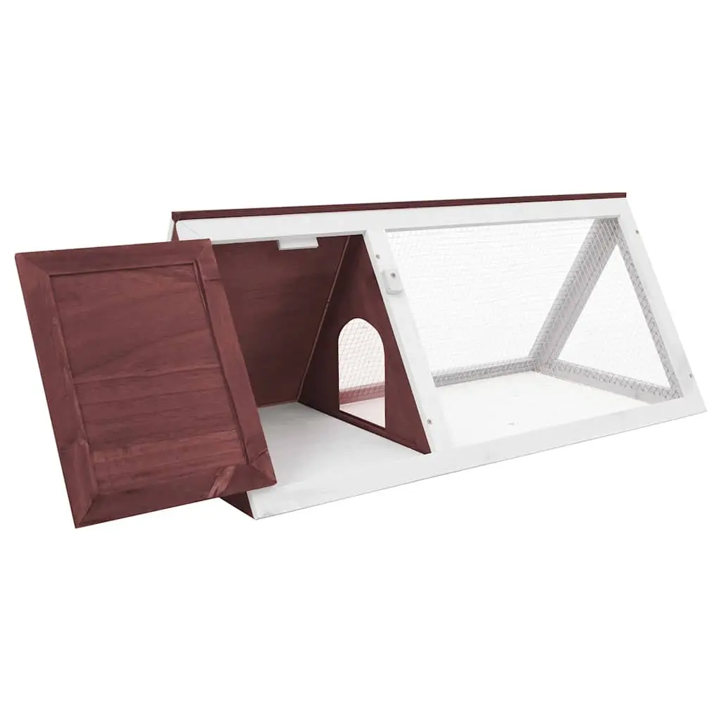 Rabbit Cage Wooden Habitat Brown Outdoor Small Animal Enclosure