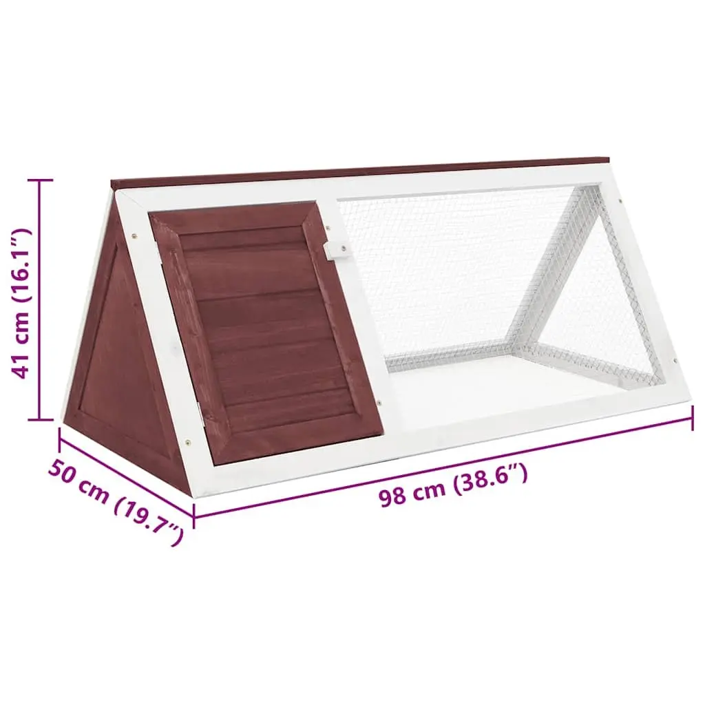 Rabbit Cage Wooden Habitat Brown Outdoor Small Animal Enclosure