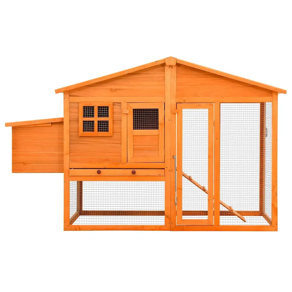 Chicken Coop Large Run Galvanised Steel Wire Mesh Solid Fir Wood