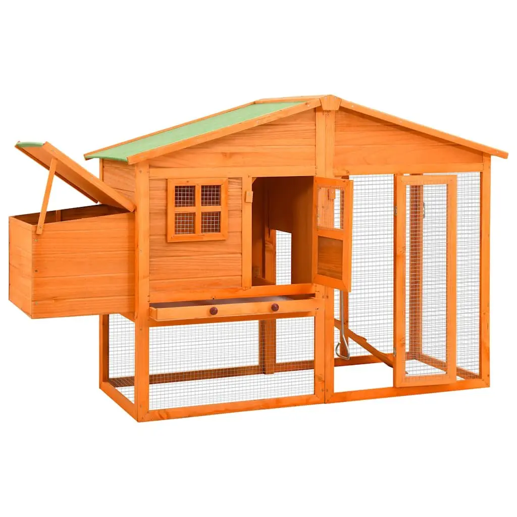 Chicken Coop Large Run Galvanised Steel Wire Mesh Solid Fir Wood
