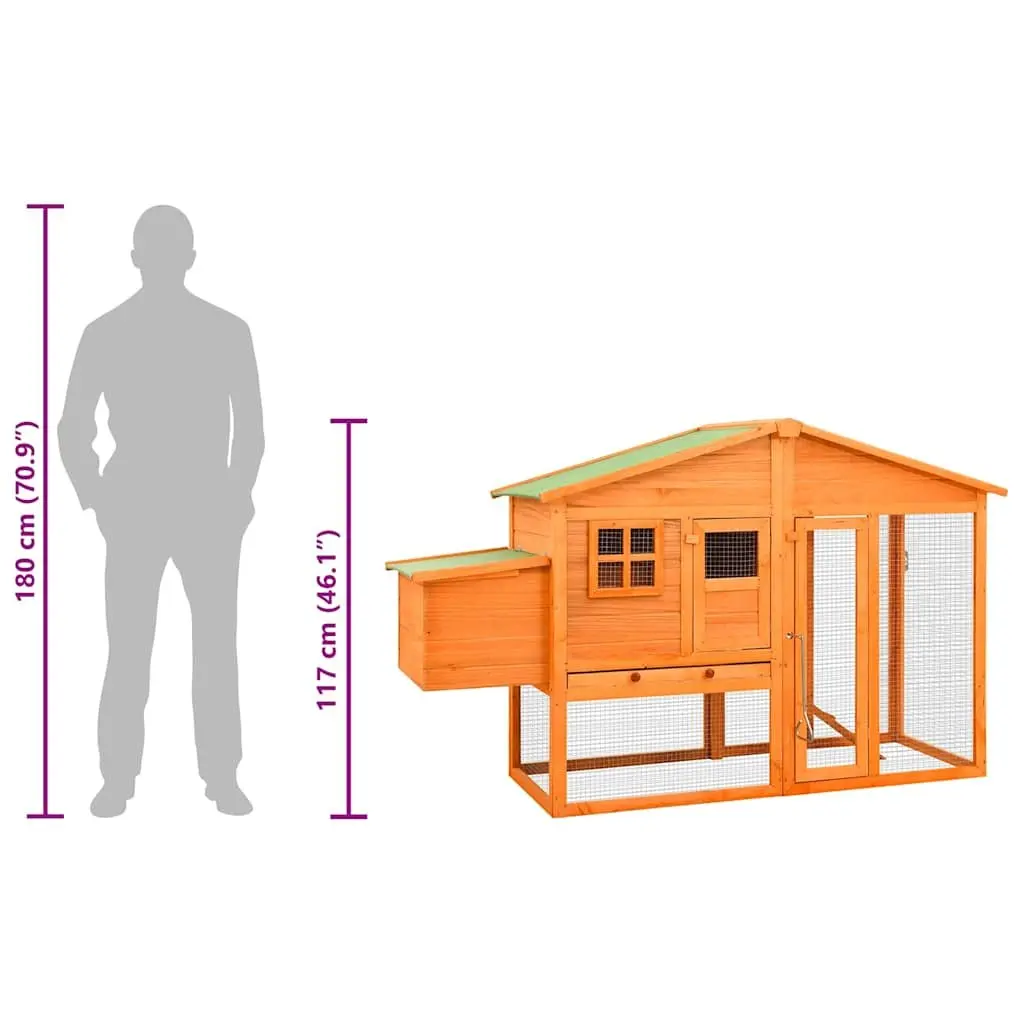 Chicken Coop Large Run Galvanised Steel Wire Mesh Solid Fir Wood