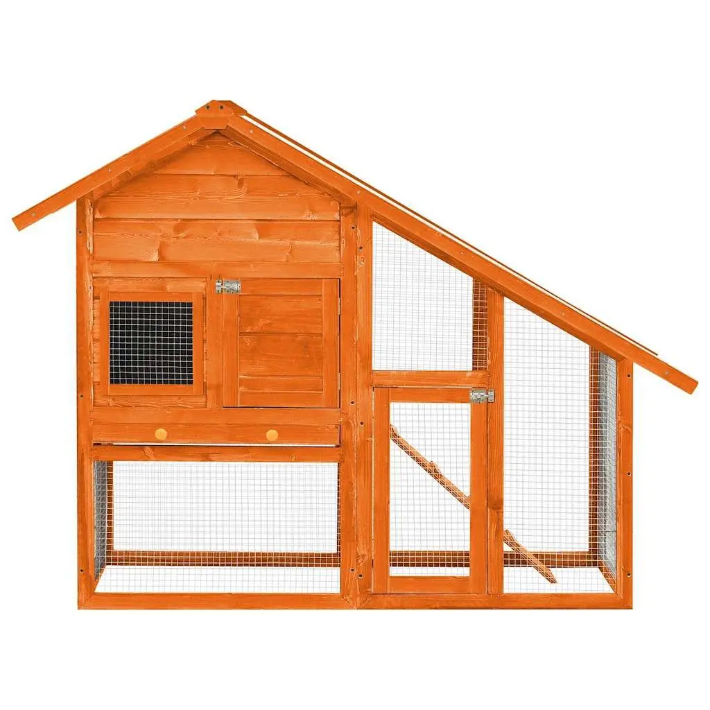 Rabbit Hutch Wooden 2-Tier Small Animal Cage with Ramp and Nesting Box 140x63x120cm