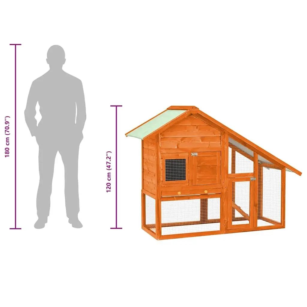 Rabbit Hutch Wooden 2-Tier Small Animal Cage with Ramp and Nesting Box 140x63x120cm
