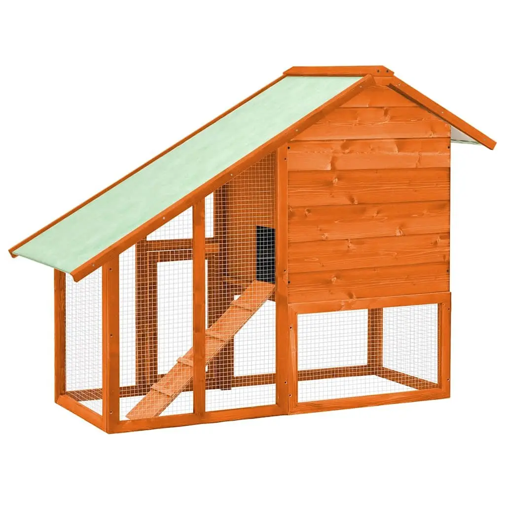 Rabbit Hutch Wooden 2-Tier Small Animal Cage with Ramp and Nesting Box 140x63x120cm