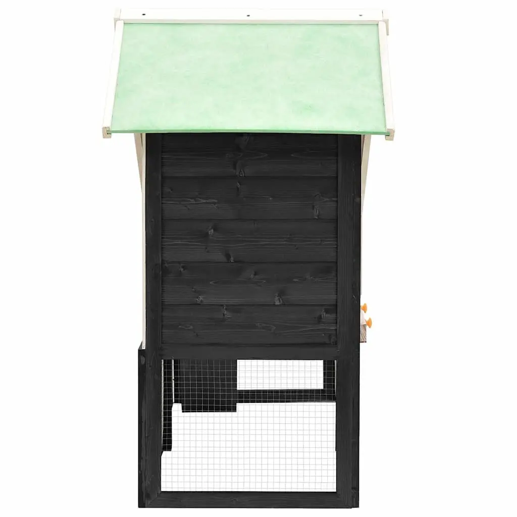 Rabbit Hutch Two Storey Grey White Wooden Cage 140 x 63 x 120 cm
