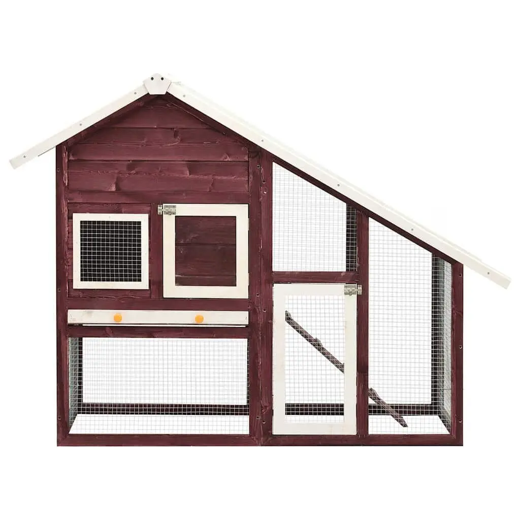 Rabbit Hutch Two-Tier Wooden Firwood Frame Steel Mesh Doors 140x63x120 cm