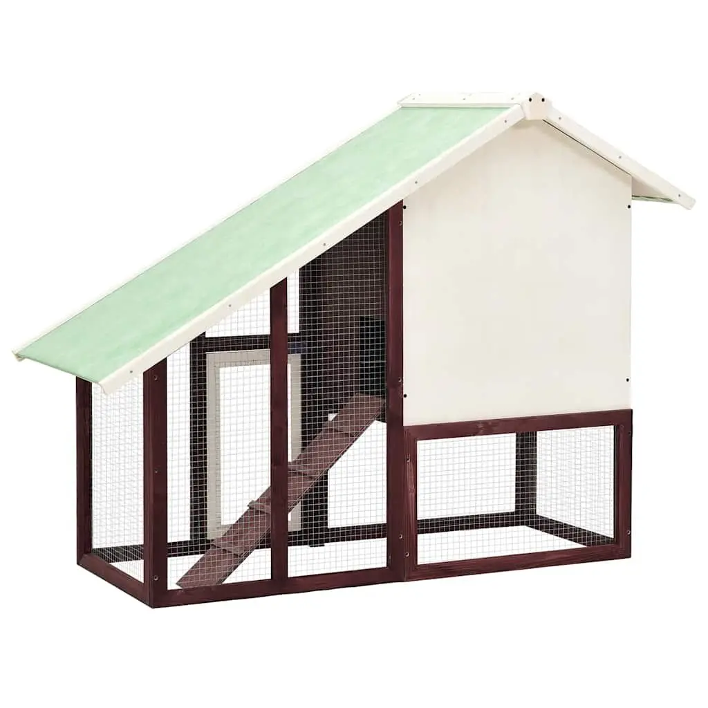 Rabbit Hutch Two-Tier Wooden Firwood Frame Steel Mesh Doors 140x63x120 cm