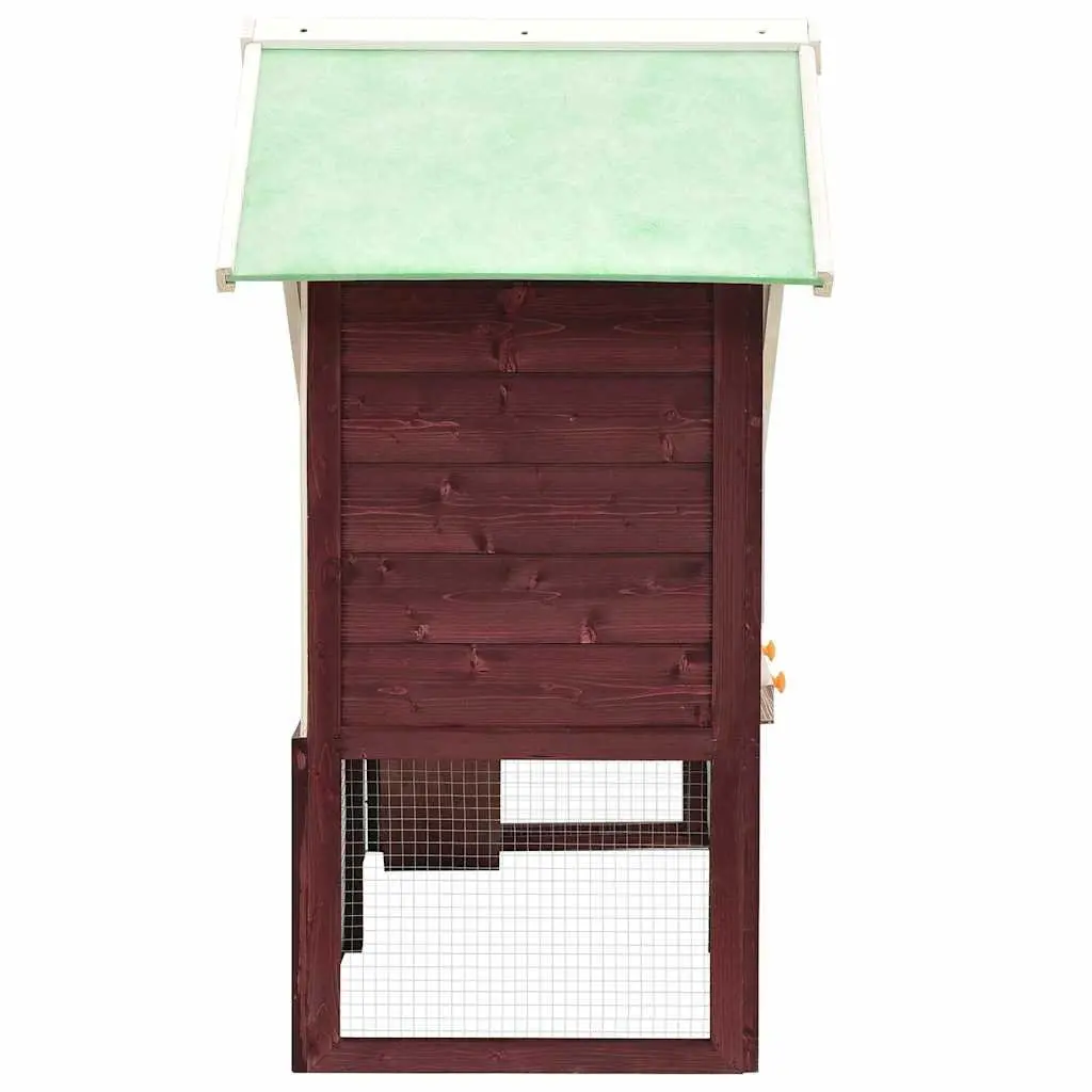 Rabbit Hutch Two-Tier Wooden Firwood Frame Steel Mesh Doors 140x63x120 cm