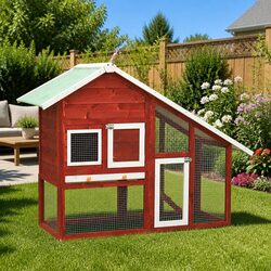 Cozy Two-Level Rabbit Hutch for Your Outdoor Space