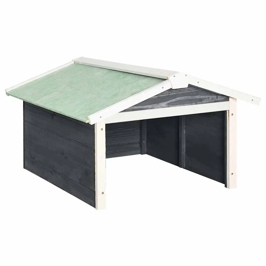 Robotic Lawn Mower Garage Wooden Outdoor Shelter 72x87x50cm Grey White Firwood