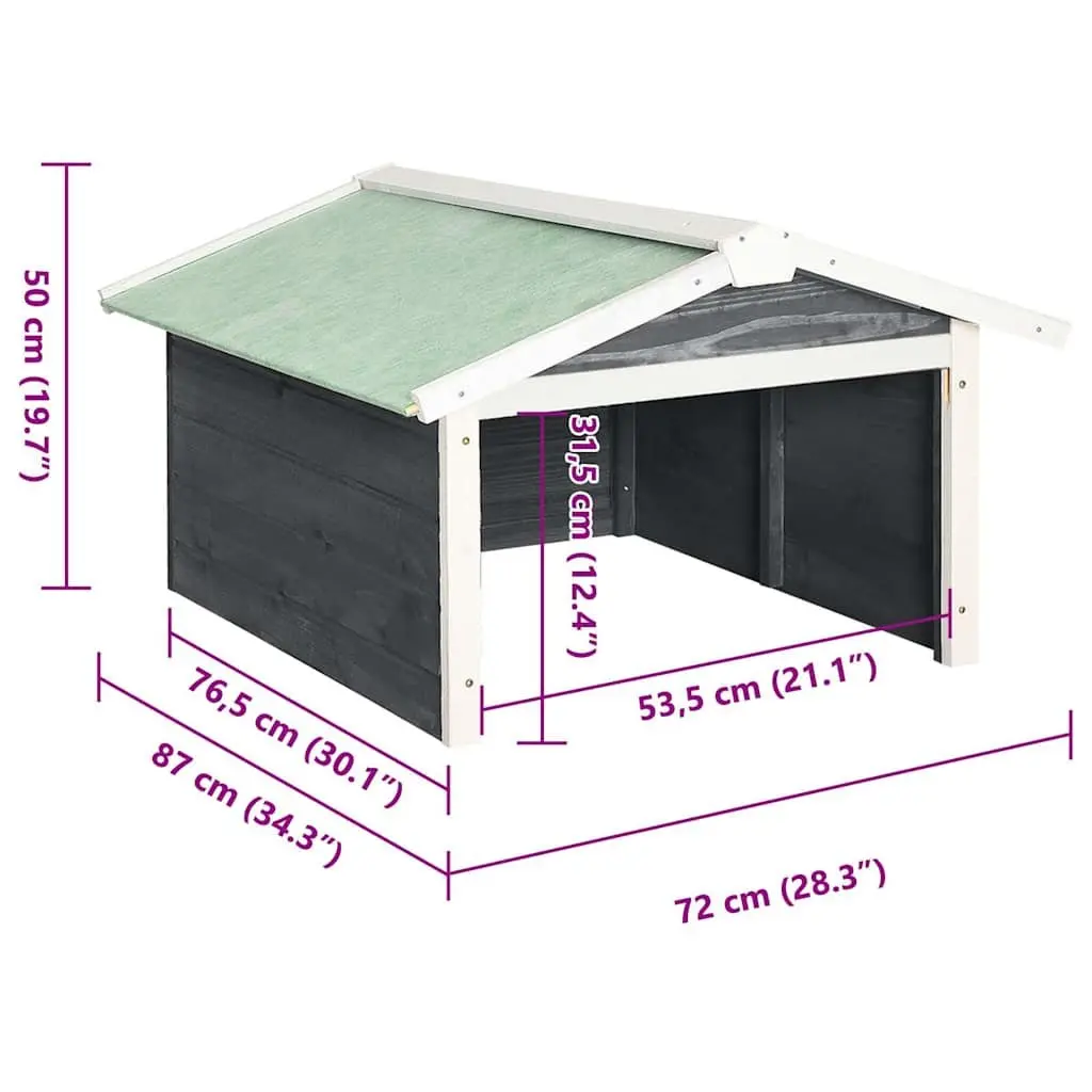 Robotic Lawn Mower Garage Wooden Outdoor Shelter 72x87x50cm Grey White Firwood