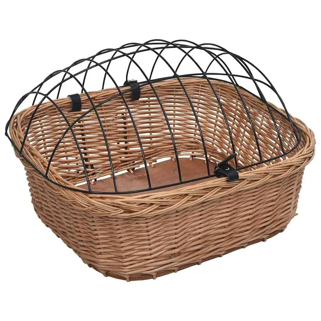 Bicycle Front Basket Natural Willow with Iron Cover 50 x 45 x 35 cm