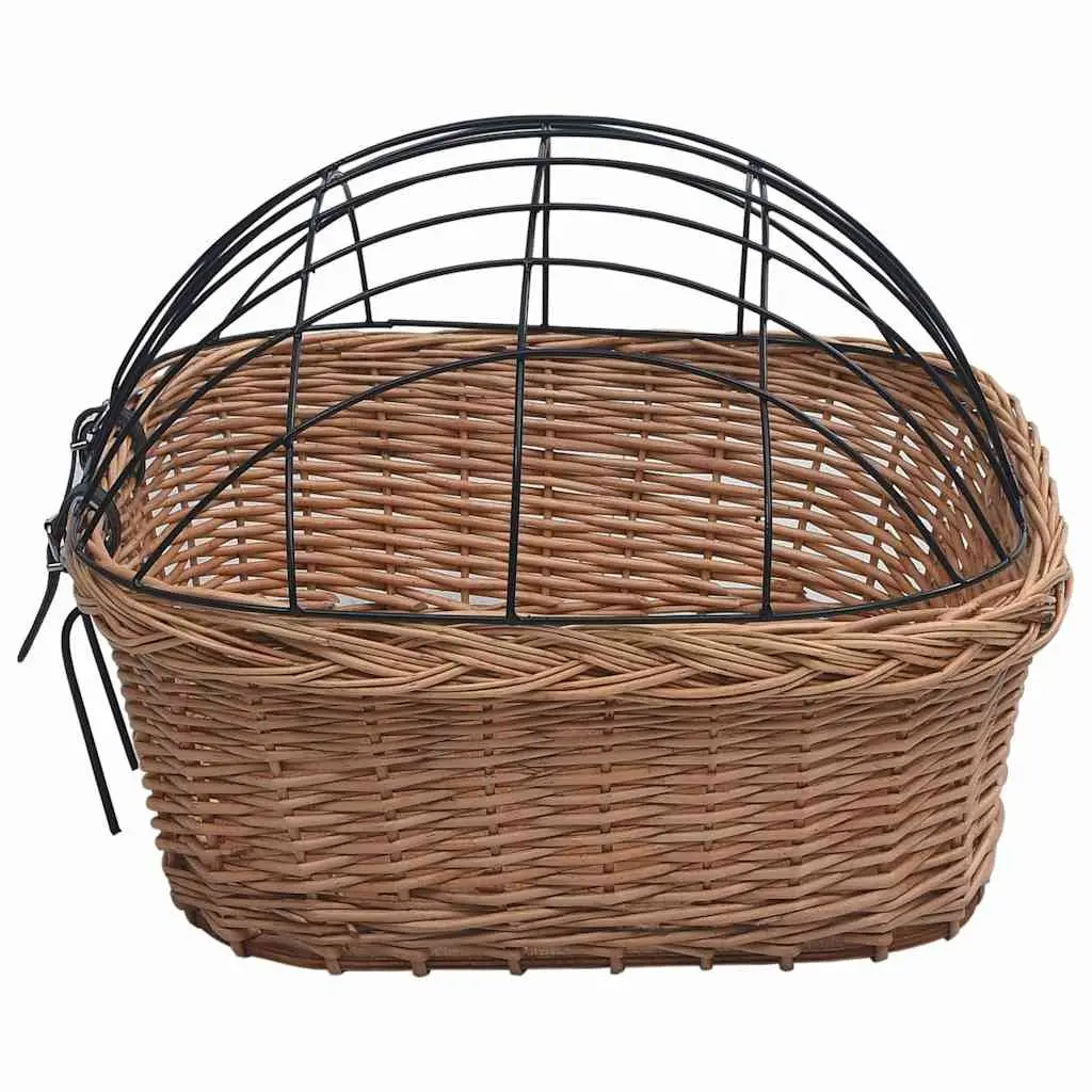 Bicycle Front Basket Natural Willow with Iron Cover 50 x 45 x 35 cm