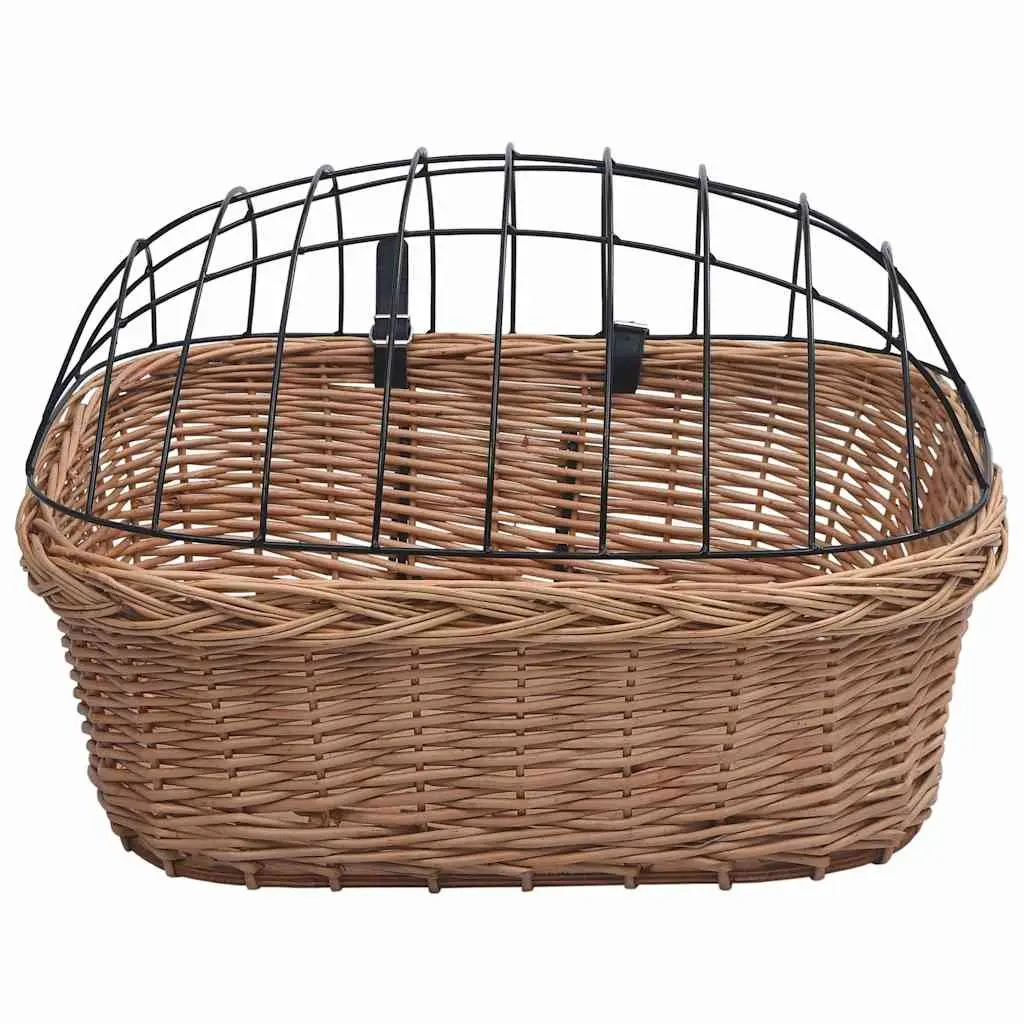 Bicycle Front Basket Natural Willow with Iron Cover 50 x 45 x 35 cm
