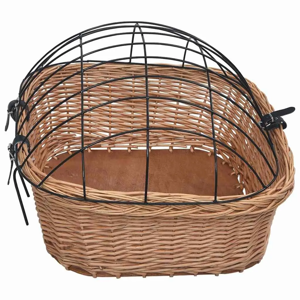 Bicycle Front Basket Natural Willow with Iron Cover 50 x 45 x 35 cm