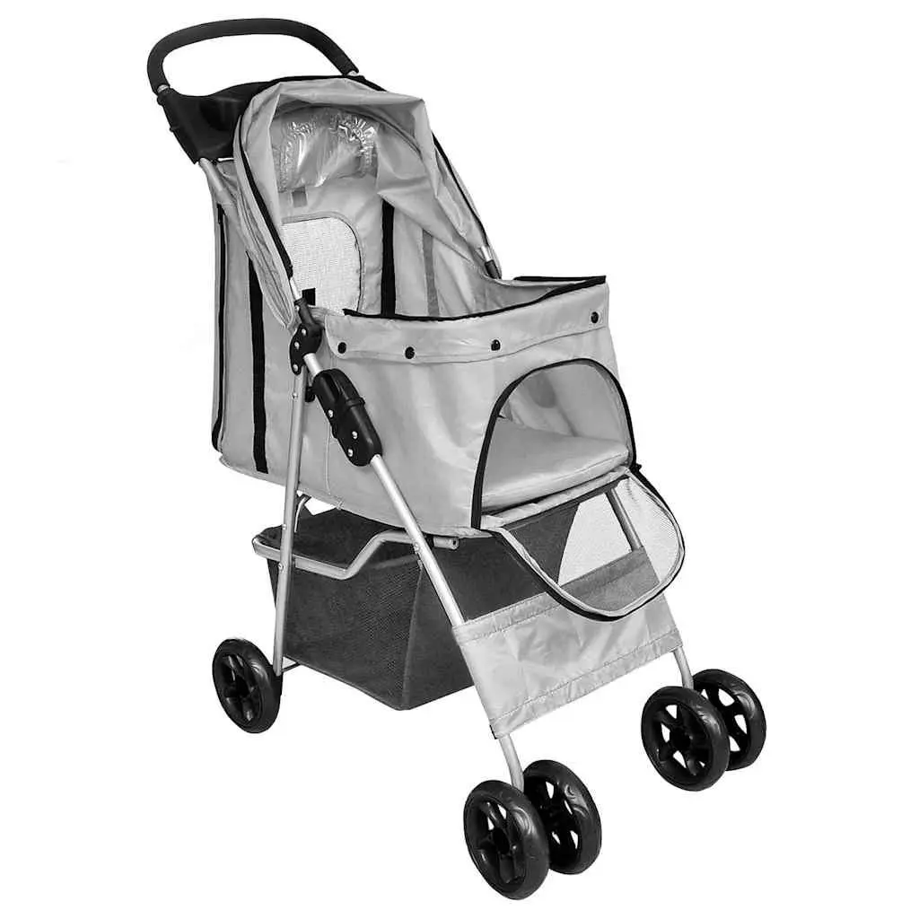 Pet Stroller Folding Lightweight Grey