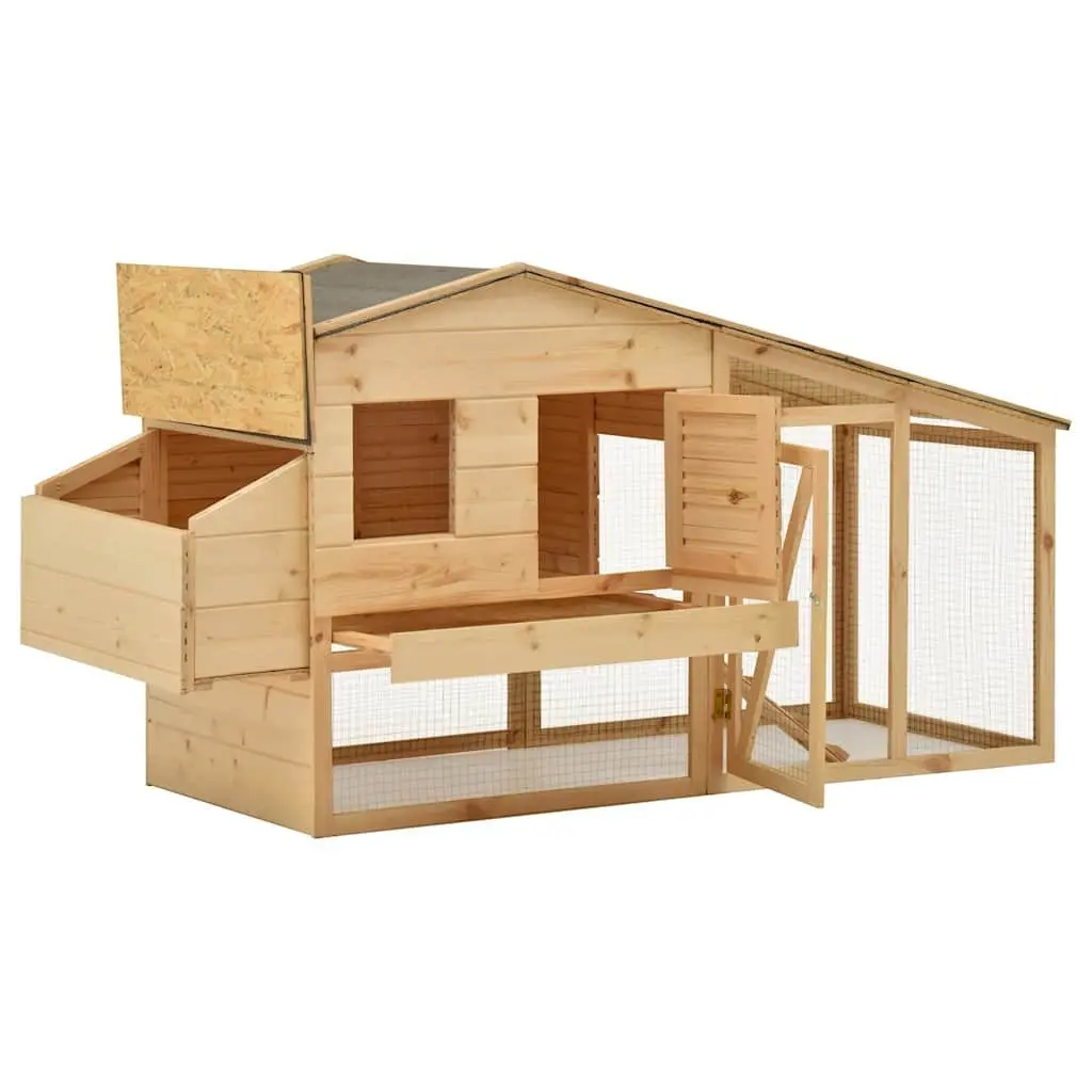 Chicken Cage Solid Pine Wood Brown Small Animal Hutch Coop Nesting Box