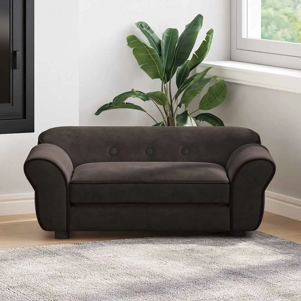 Dog Sofa Plush Cushion Brown Small Pets