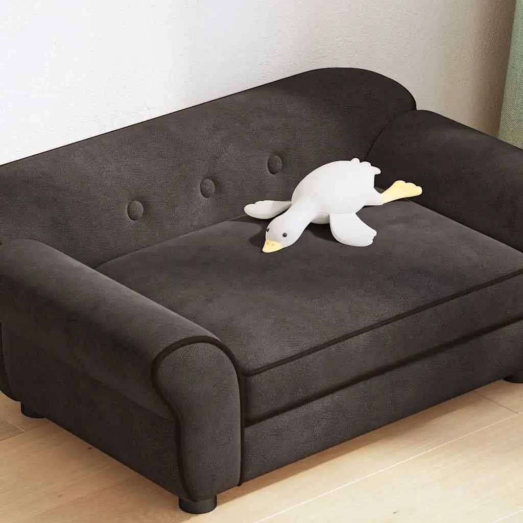 Dog Sofa Plush Cushion Brown Small Pets