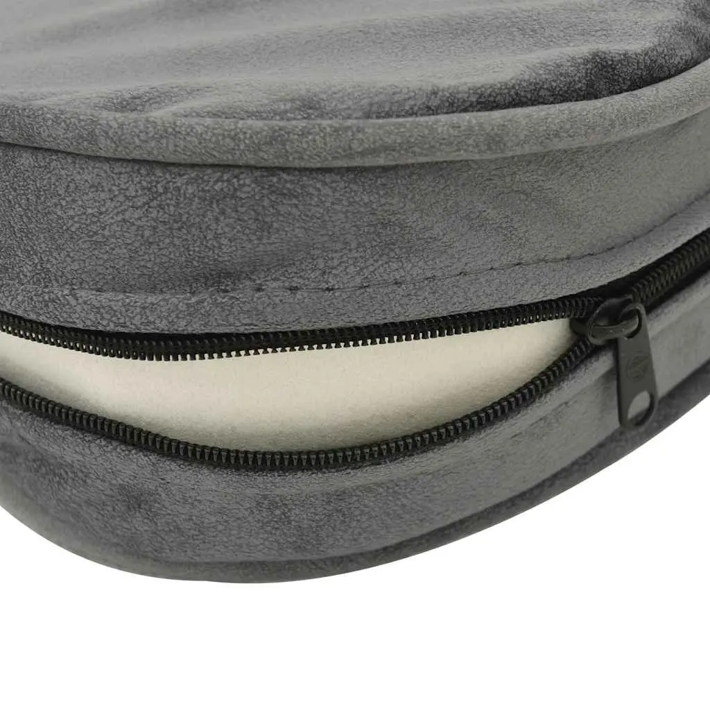 Dog Sofa Pet Bed Grey Plush Faux Leather Cushion Cover Wooden Frame Legs