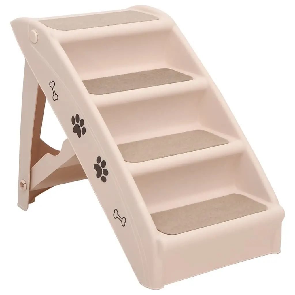 Folding Pet Stairs Ramp for Small Large Dogs Cats Cream 62 x 40 x 49.5 cm