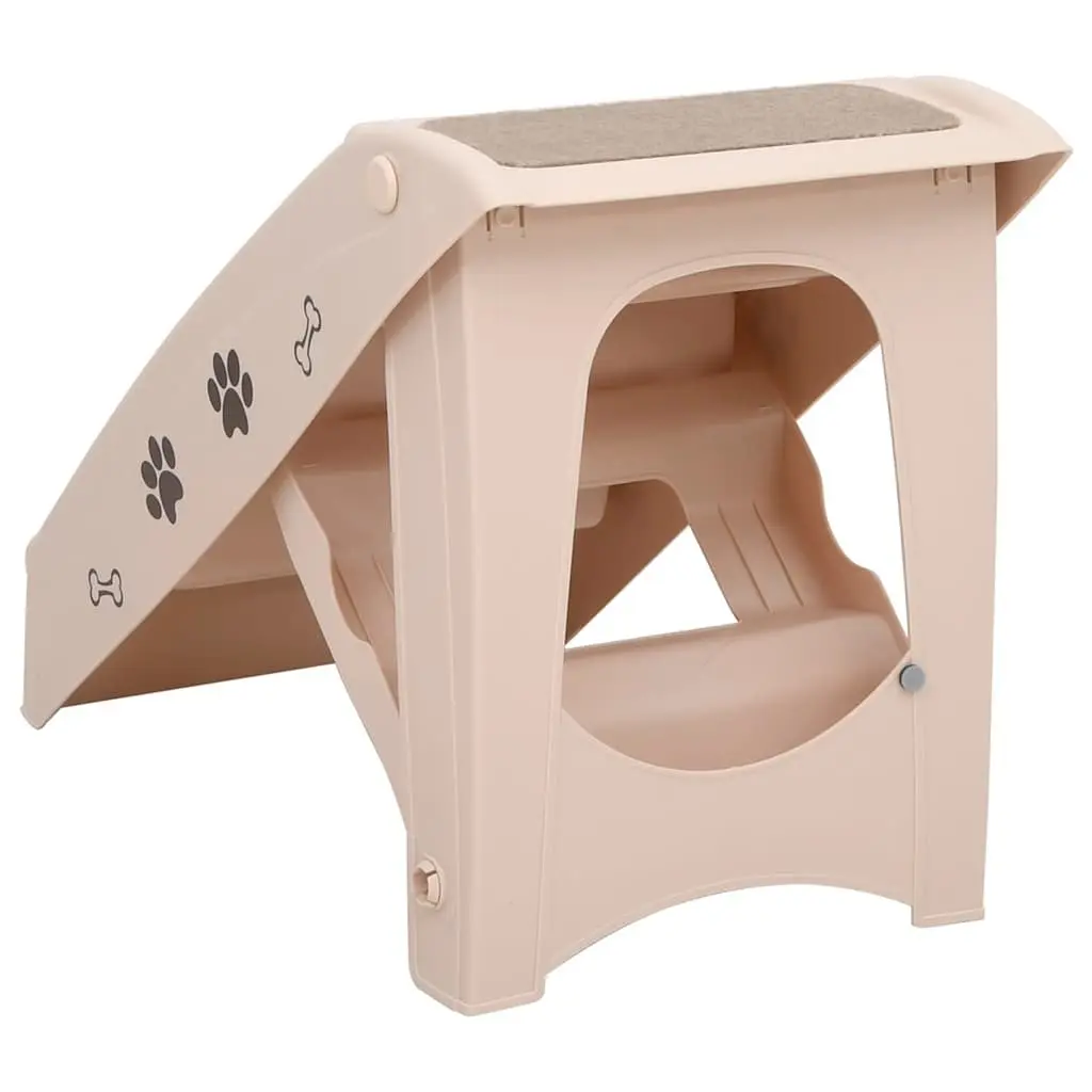 Folding Pet Stairs Ramp for Small Large Dogs Cats Cream 62 x 40 x 49.5 cm