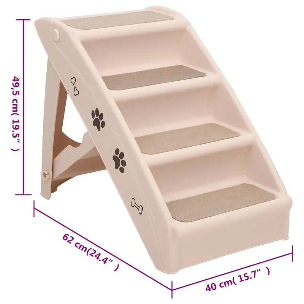 Folding Pet Stairs Ramp for Small Large Dogs Cats Cream 62 x 40 x 49.5 cm