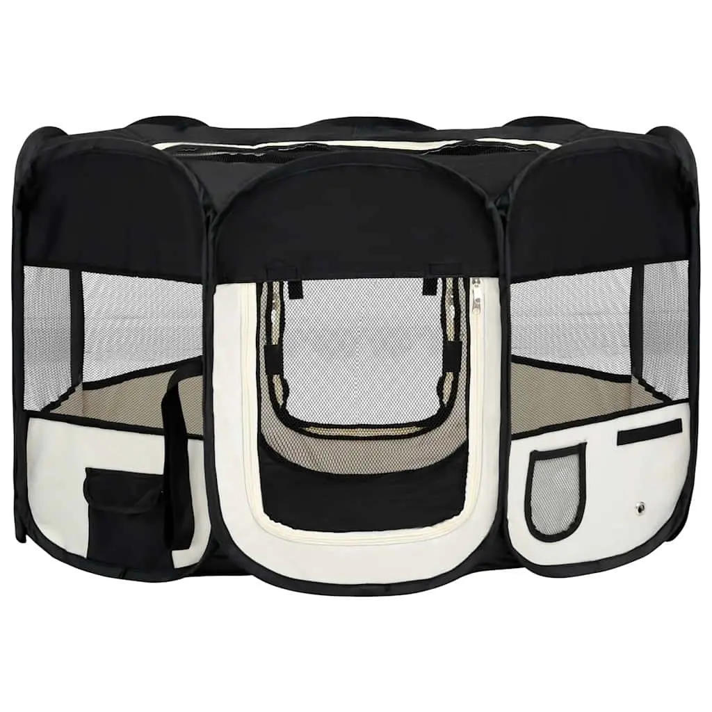 Foldable Dog Playpen Portable Exercise Run Cage Training Area 125 x 125 x 61 cm