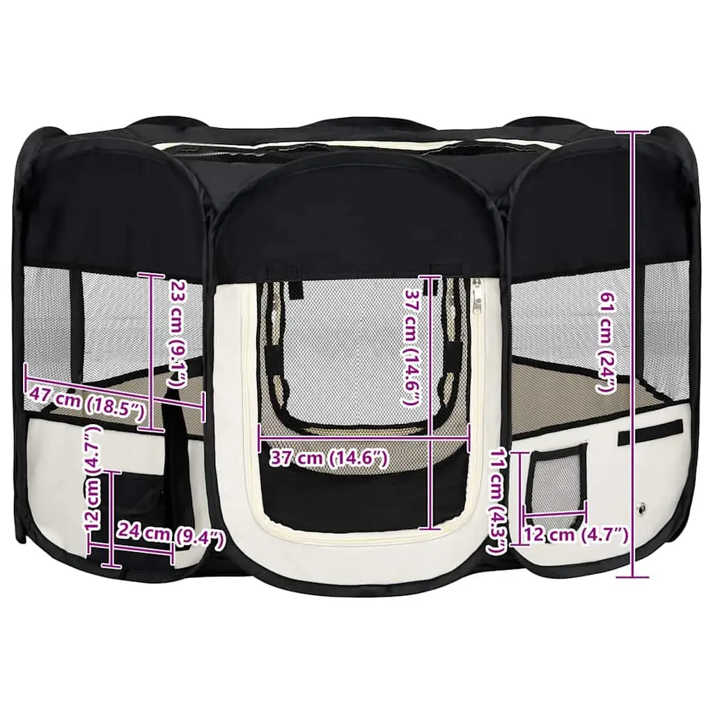 Foldable Dog Playpen Portable Exercise Run Cage Training Area 125 x 125 x 61 cm