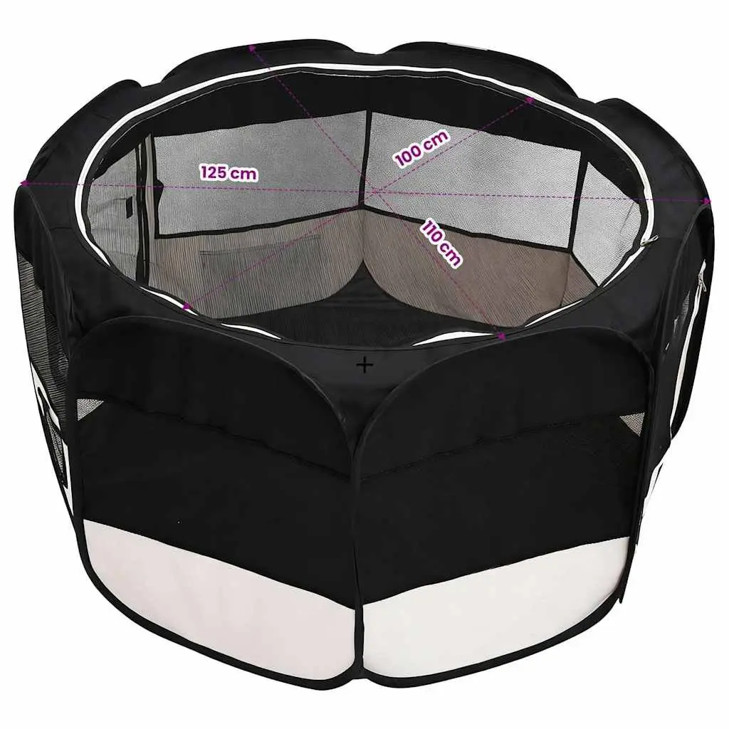 Foldable Dog Playpen Portable Exercise Run Cage Training Area 125 x 125 x 61 cm