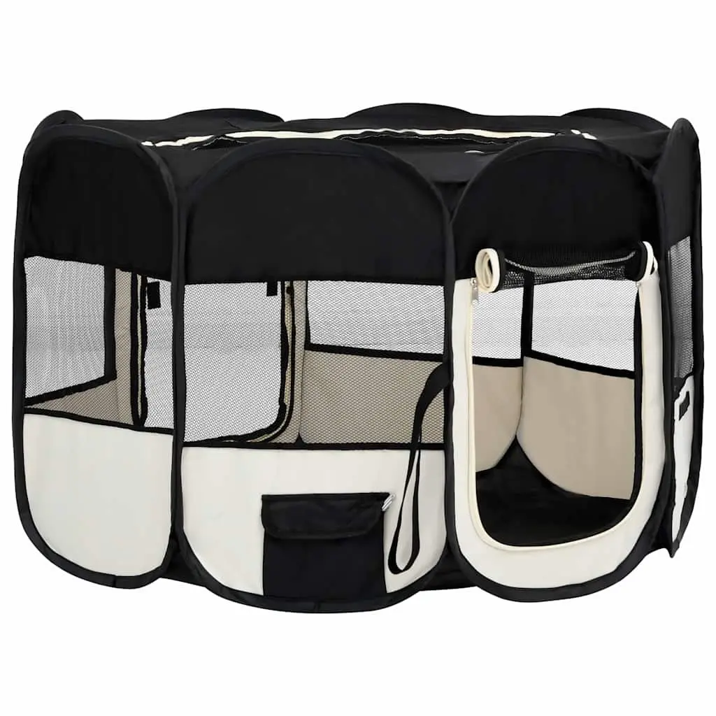 Foldable Dog Playpen Portable Exercise Run Cage Training Area 125 x 125 x 61 cm