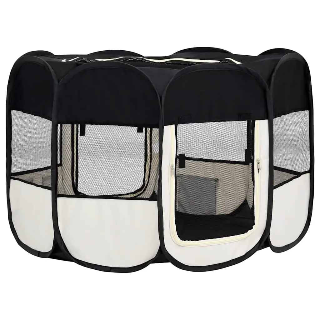 Foldable Dog Playpen Portable Exercise Run Cage Training Area 125 x 125 x 61 cm