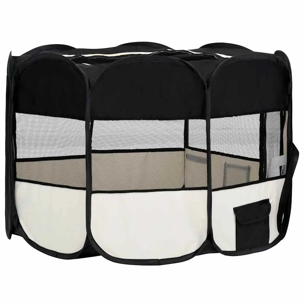 Foldable Dog Playpen Portable Exercise Run Cage Training Area 125 x 125 x 61 cm