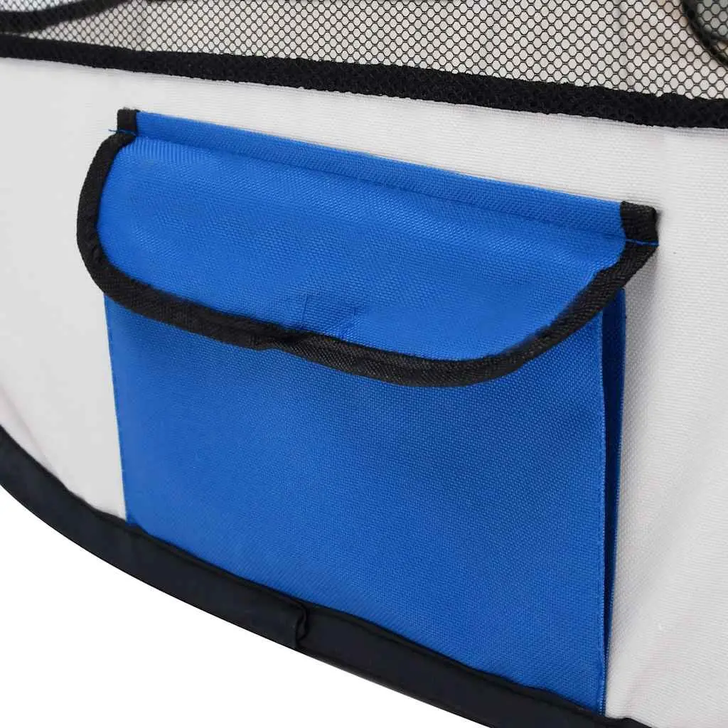Foldable Dog Playpen Portable Blue 90x90x58cm
