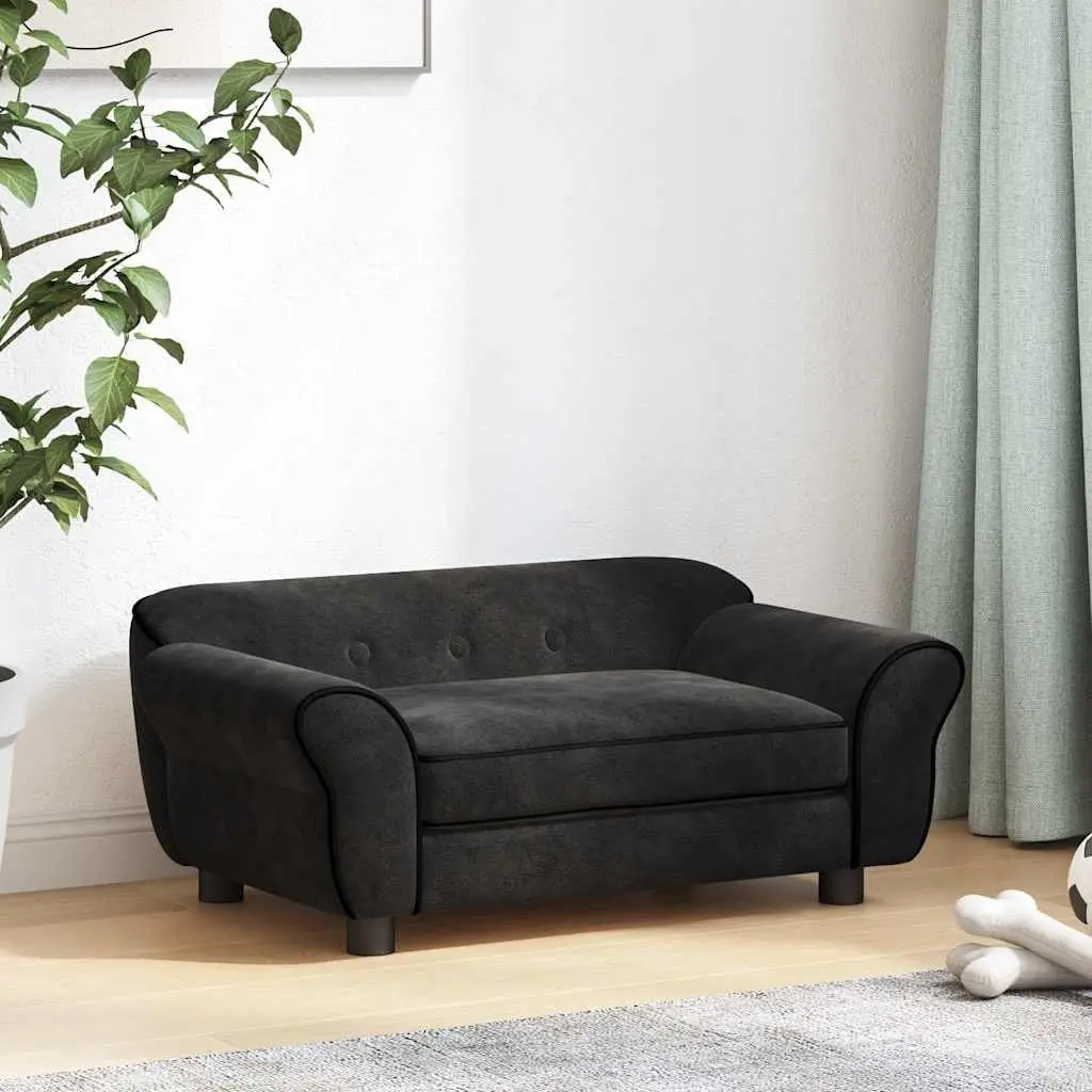 Dog Sofa Bed Plush Cushion Black Small Animals 72 x 45 x 30 cm