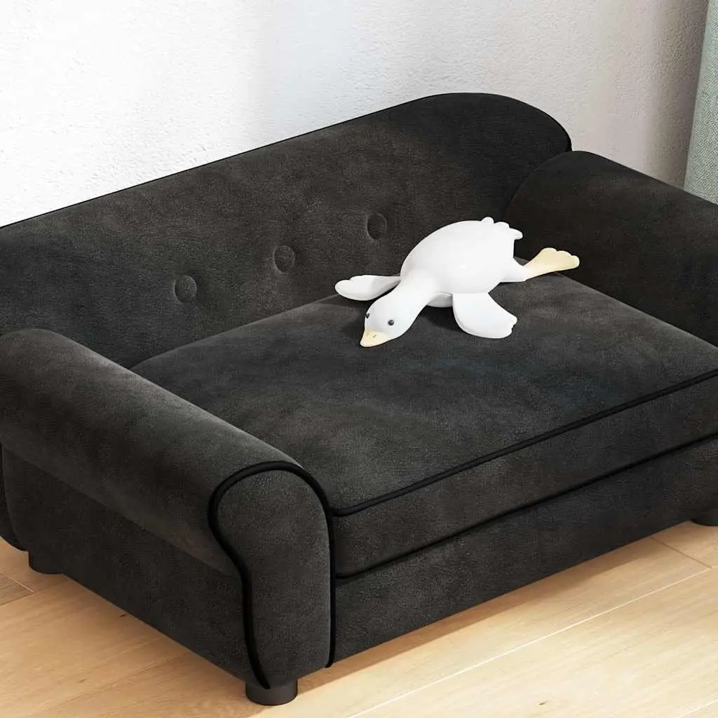 Dog Sofa Bed Plush Cushion Black Small Animals 72 x 45 x 30 cm