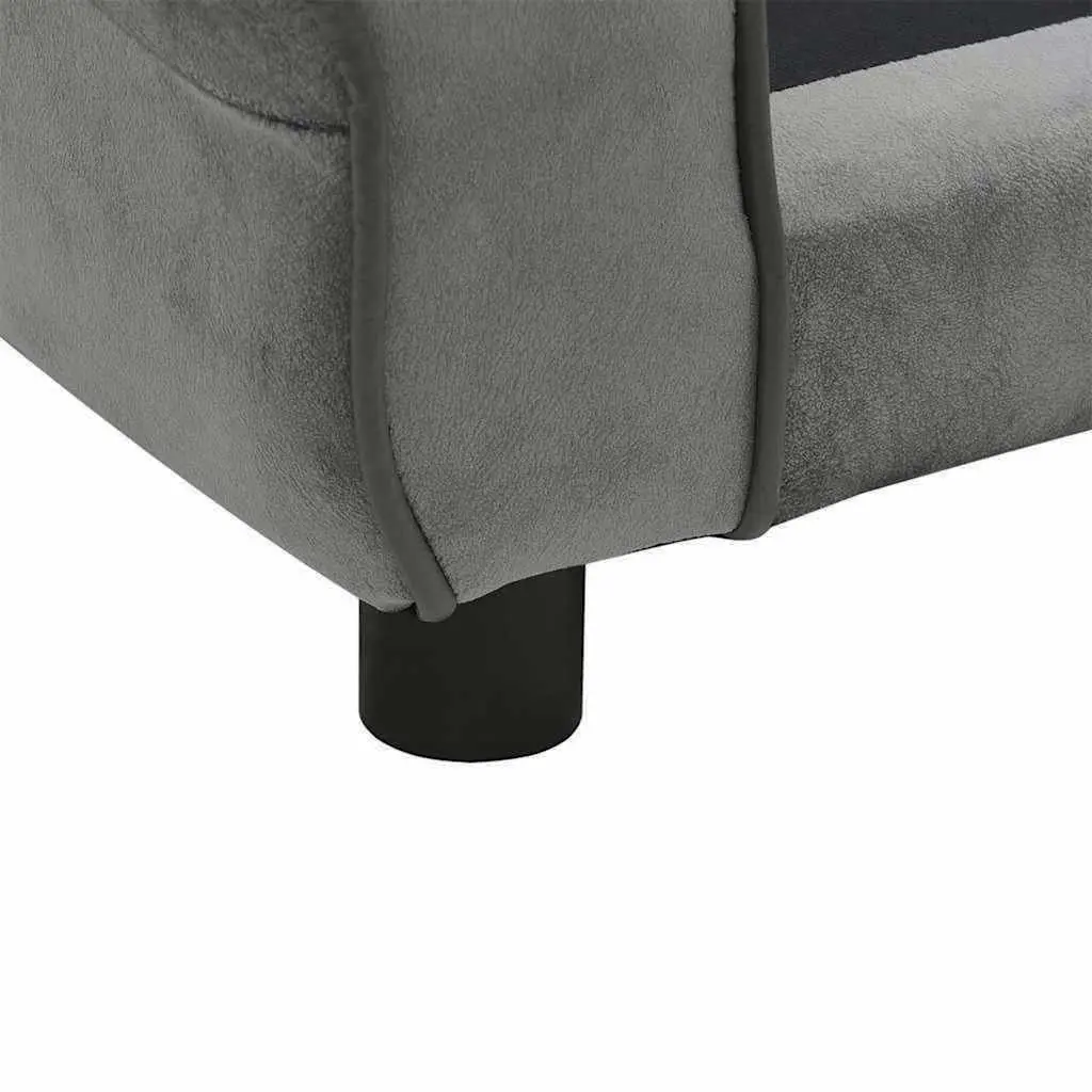 Dog Sofa Plush Cushion Wooden Frame Grey 72 x 45 x 30 cm