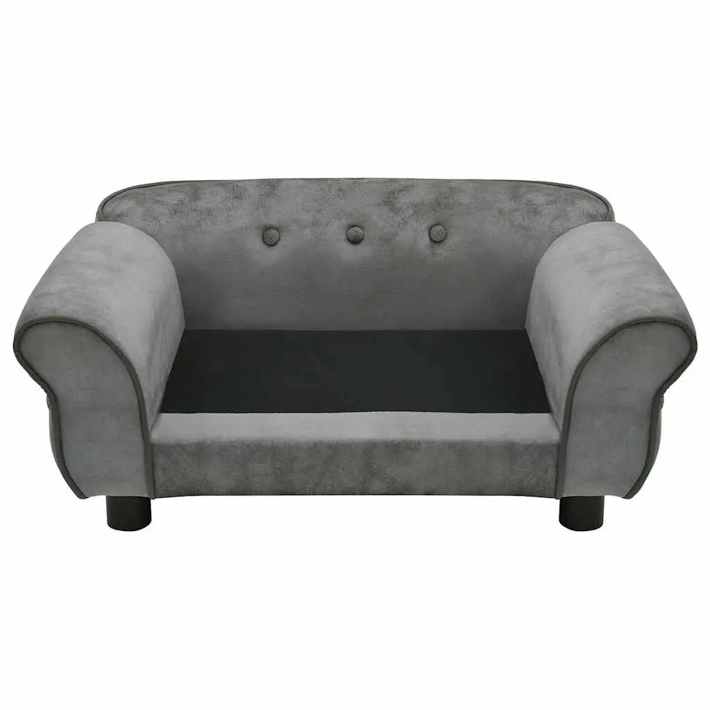 Dog Sofa Plush Cushion Wooden Frame Grey 72 x 45 x 30 cm