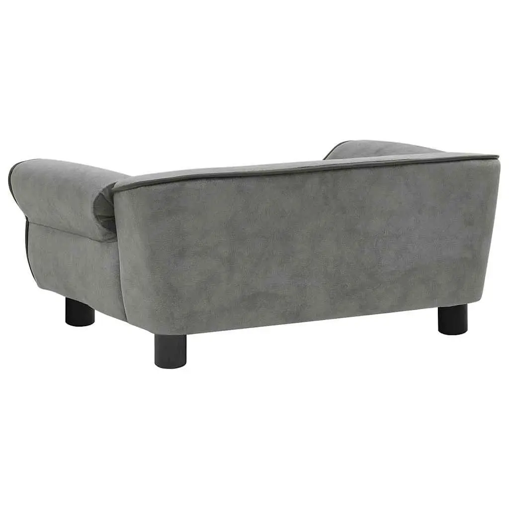 Dog Sofa Plush Cushion Wooden Frame Grey 72 x 45 x 30 cm