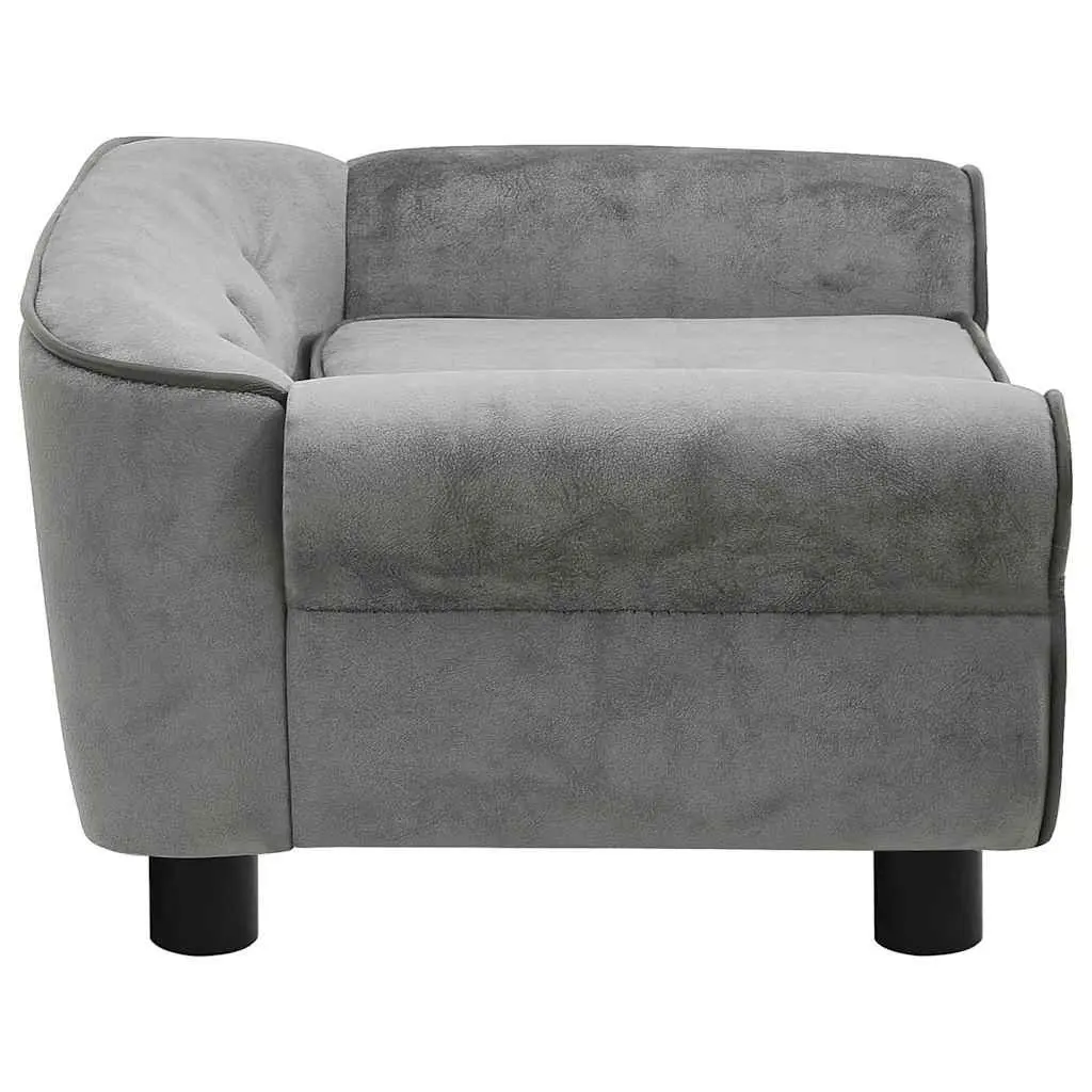 Dog Sofa Plush Cushion Wooden Frame Grey 72 x 45 x 30 cm